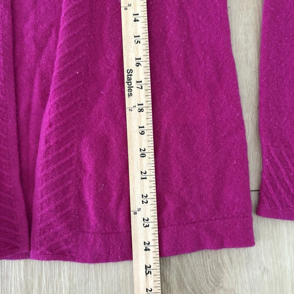 Charter Club 100% Cashmere Open Front Cardigan Sweater Fuchsia Berry XS